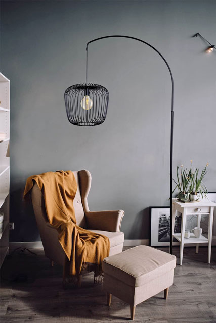 Lampa podłogowa industrialna z drucianym kloszem S568-Egno