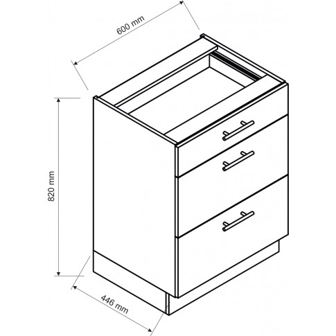 Wymiary dolnej szafki kuchennej z szufladami 60cm Lorina 12X