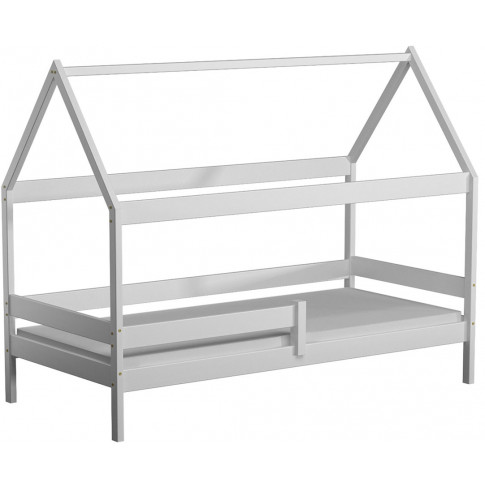 białe dziecięce łóżeczko typu domek z barierka i materacem petit 3x