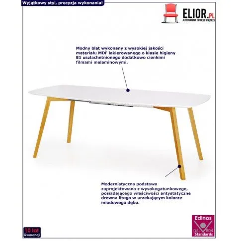 Zdjęcie rozkładany stół Dafne - biały | Edinos.pl