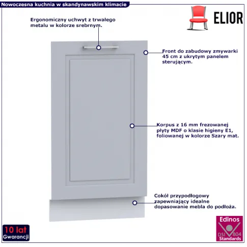 Front do zmywarki 45cm panelem ukrytym Lorina 21X