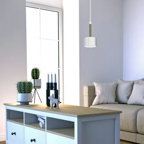 Fotografia Biało-złota nowoczesna lampa do salonu - N019-Umer z kategorii Lampy wiszące