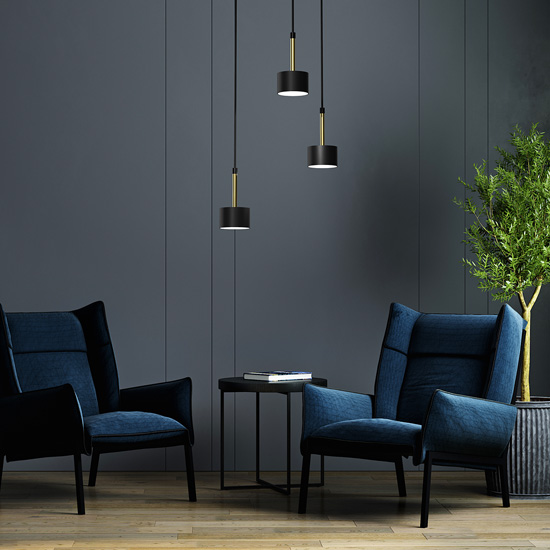 Czarno-złota wisząca lampa I154-Zanari