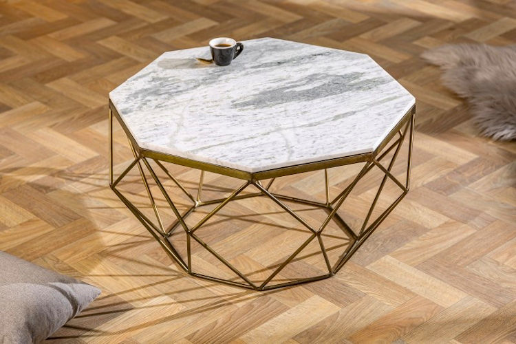 Biało-złoty stolik kawowy glamour Malvo
