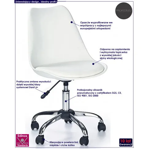 Fotografia Fotel młodzieżowy obracany Karsen - biały z kategorii Siedziska dla dzieci i młodzieży