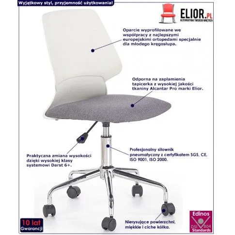 Fotografia Fotel młodzieżowy Komri - popielaty z kategorii Siedziska dla dzieci i młodzieży