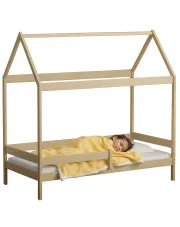 Drewniane łóżko domek z materacem wanilia - Cubis 3X 180x90 cm w sklepie Edinos.pl