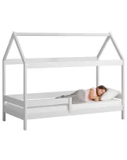 Białe skandynawskie łóżko domek z barierką ochronną - Cubis 3X 190x90 cm w sklepie Edinos.pl