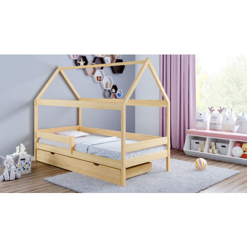 wizualizacja łóżka dziecięcego typu domek w kolorze sosna 3X