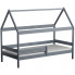 Szare łóżko dla dziecka z barierką i materacem - Petit 3X 190x90 cm