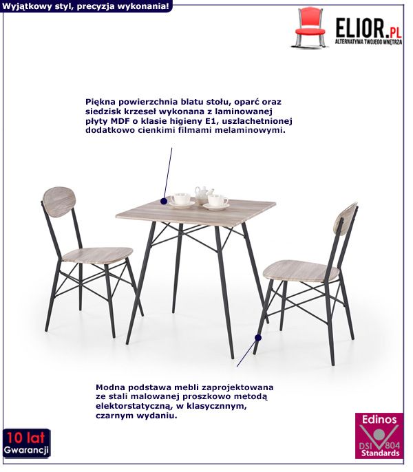 Nowoczesny zestaw stołowy Elebris - kwadrat