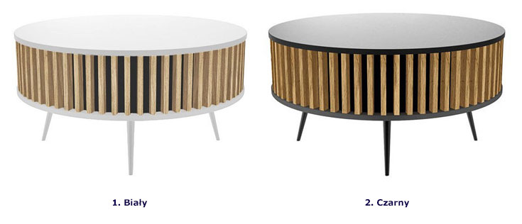 Minimalistyczny stolik kawowy zdobiony lamelami Kardan