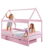 Różowe łóżko domek z szufladą - Cubis 4X 160x80 cm w sklepie Edinos.pl