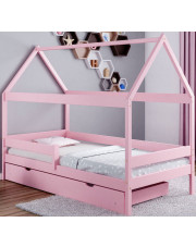 Różowe łóżko domek z szufladą - Petit 4X 160x80 cm w sklepie Edinos.pl