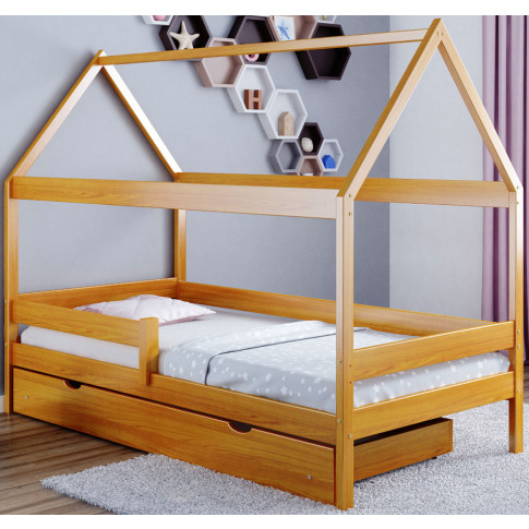 drewniane łóżko typu domek do dziecięcej sypialni petit 4x