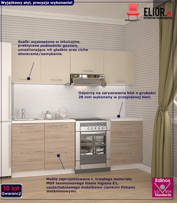 Stylowy zestaw mebli kuchennych Berta- jasny