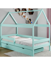 Turkusowe łóżko domek z szufladą dla dziecka - Petit 4X 180x90 cm w sklepie Edinos.pl