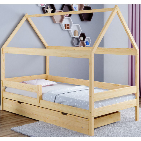 drewniane łóżko domek sosna z szufladą petit 4x