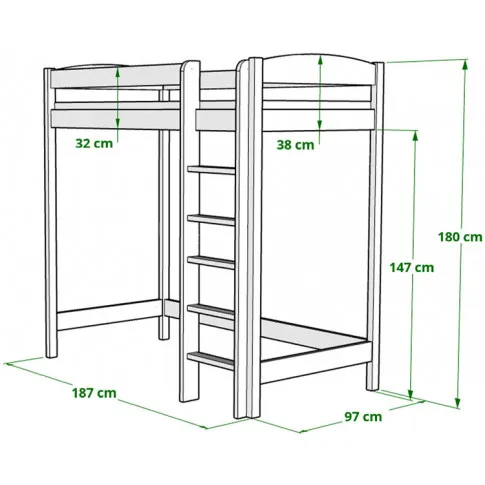 dziecięce łóżko z materacem antresola 180x90 igi 4x