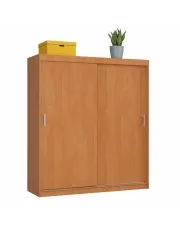 Klasyczna szafa do sypialni przesuwna z półkami i drążkiem olcha - Amer w sklepie Edinos.pl