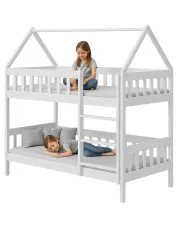 Białe drewniane łóżko piętrowe dla rodzeństwa - Varcon 3X 160x80 cm w sklepie Edinos.pl