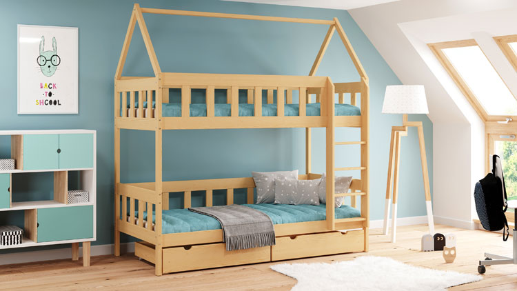 Sypialnia dziecięca z zastosowaniem łóżka piętrowego Gigi 3x