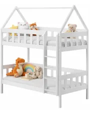 Białe skandynawskie łóżko piętrowe w kształcie domku - Varcon 3X 180x80 cm w sklepie Edinos.pl
