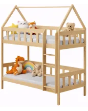 Drewniane dziecięce łóżko piętrowe domek, sosna - Varcon 3X 180x80 cm w sklepie Edinos.pl