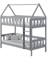 Szare łóżko piętrowe dziecięce z 2 materacami - Gigi 3X 180x80 cm w sklepie Edinos.pl