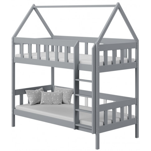 łóżko piętrowe szare przypominające domek dzieciece gigi 3x