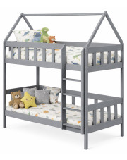 Szare piętrowe łóżko przypominające domek - Varcon 3X 180x90 cm w sklepie Edinos.pl