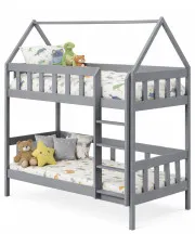 Szare piętrowe łóżko przypominające domek - Varcon 3X 180x90 cm w sklepie Edinos.pl