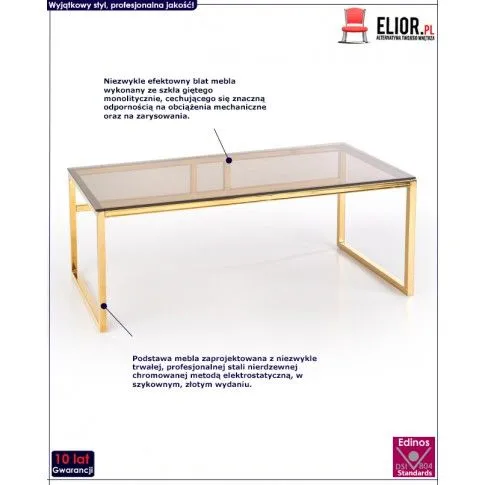 Fotografia Gustowna szklana ława Tammu - złoto z kategorii Ławy i stoliki