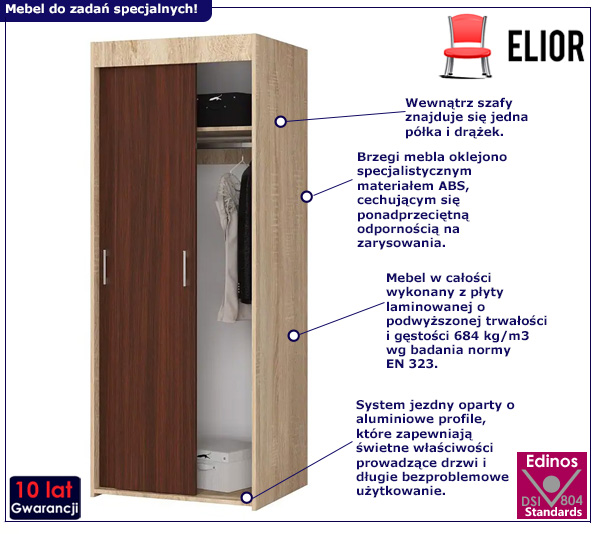 Klasyczna szafa Corux dab sonoma + wenge
