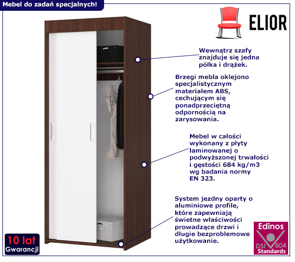 Minimalistyczna szafa Corux wenge + biały