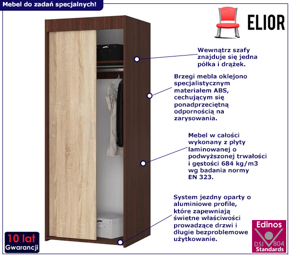 Klasyczna szafa Corux wenge + dąb sonoma