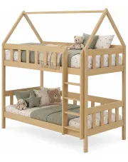 Drewniane łóżko piętrowe domek do dziecięcej sypialni, sosna - Varcon 3X 190x90 cm w sklepie Edinos.pl