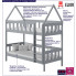 Infografika szarego łóżka piętrowego w kształcie domku gigi 3x