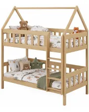 Piętrowe łóżko dziecięce przypominające domek, sosna - Varcon 3X 200x90 cm w sklepie Edinos.pl