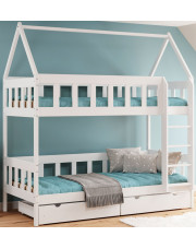 Białe dziecięce piętrowe łóżko domek z szufladami - Gigi 4X 160x80 cm w sklepie Edinos.pl