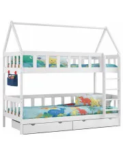 Białe dziecięce piętrowe łóżko dla 3-latka domek z szufladami - Varcon 4X 160x80 cm w sklepie Edinos.pl