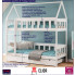 Infografika białego łóżka piętrowego w kształcie domku gigi 4x