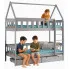 Szare łóżko piętrowe domek dla dzieci 2-osobowe - Varcon 4X 160x80 cm