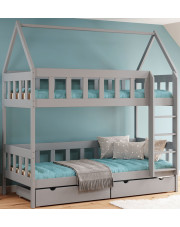 Szare łóżko piętrowe domek dla dzieci 2-osobowe - Gigi 4X 160x80 cm w sklepie Edinos.pl
