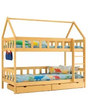 Drewniane łóżko piętrowe przypominające domek, sosna - Varcon 4X 180x80 cm w sklepie Edinos.pl