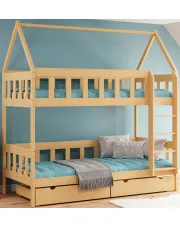 Drewniane łóżko piętrowe przypominające domek, sosna - Gigi 4X 180x80 cm