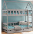 Szare łóżko dziecięce piętrowe w kształcie domku - Gigi 4X 180x80 cm