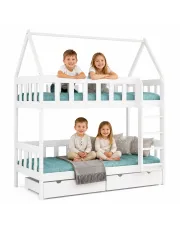 Białe dziecięce łóżko piętrowe domek - Varcon 4X 190x80 cm w sklepie Edinos.pl