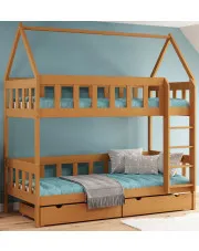 Piętrowe łóżko dziecięce domek, olcha - Gigi 4X 190x80 cm w sklepie Edinos.pl