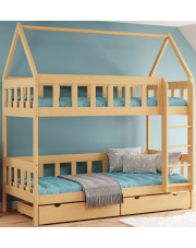 Drewniane łóżko piętrowe domek do pokoju dziecięcego, sosna - Gigi 4X 190x80 cm w sklepie Edinos.pl